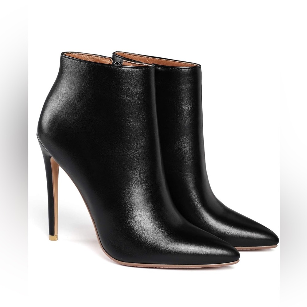 LEHOOR Women Stilettos Booties Pointed Closed Toe Side Zipper 5 Inch High Heel